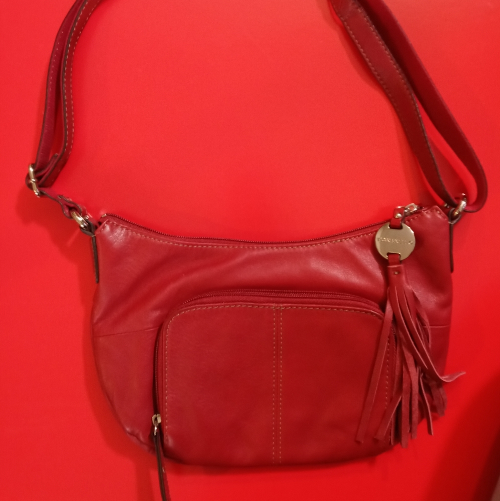 Tignanello leather crossbody purse with tassel
